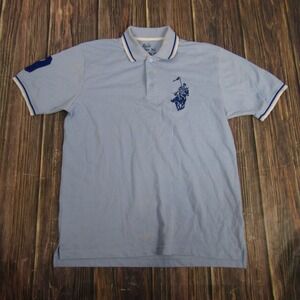 Franky Max Polo Shirt Mens XL Blue Embroidered Polo Player 9 Sleeve Golf